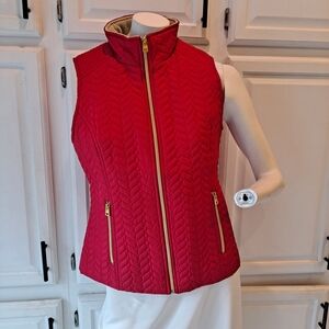 Marc New York Cherry Red Quilted Vest With Gold Hardware